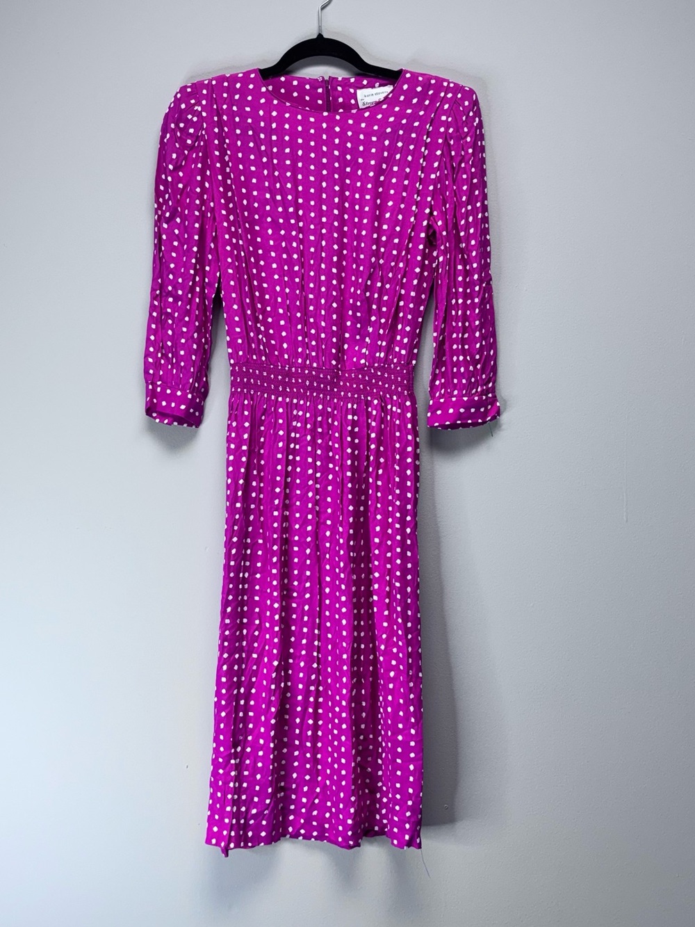 Vintage Karin Stevens by Steven Stoller Pink White Print Midi Dress Size 4